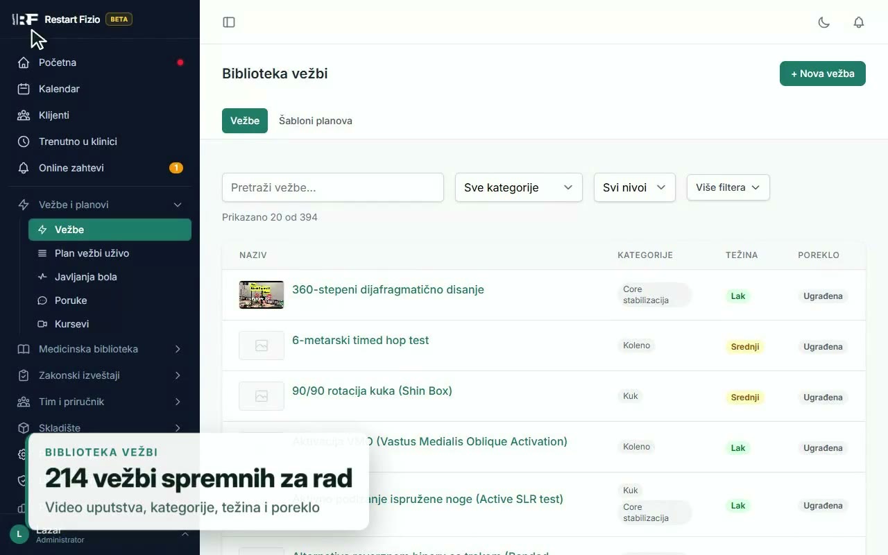 Vežbe, edukacija i portal